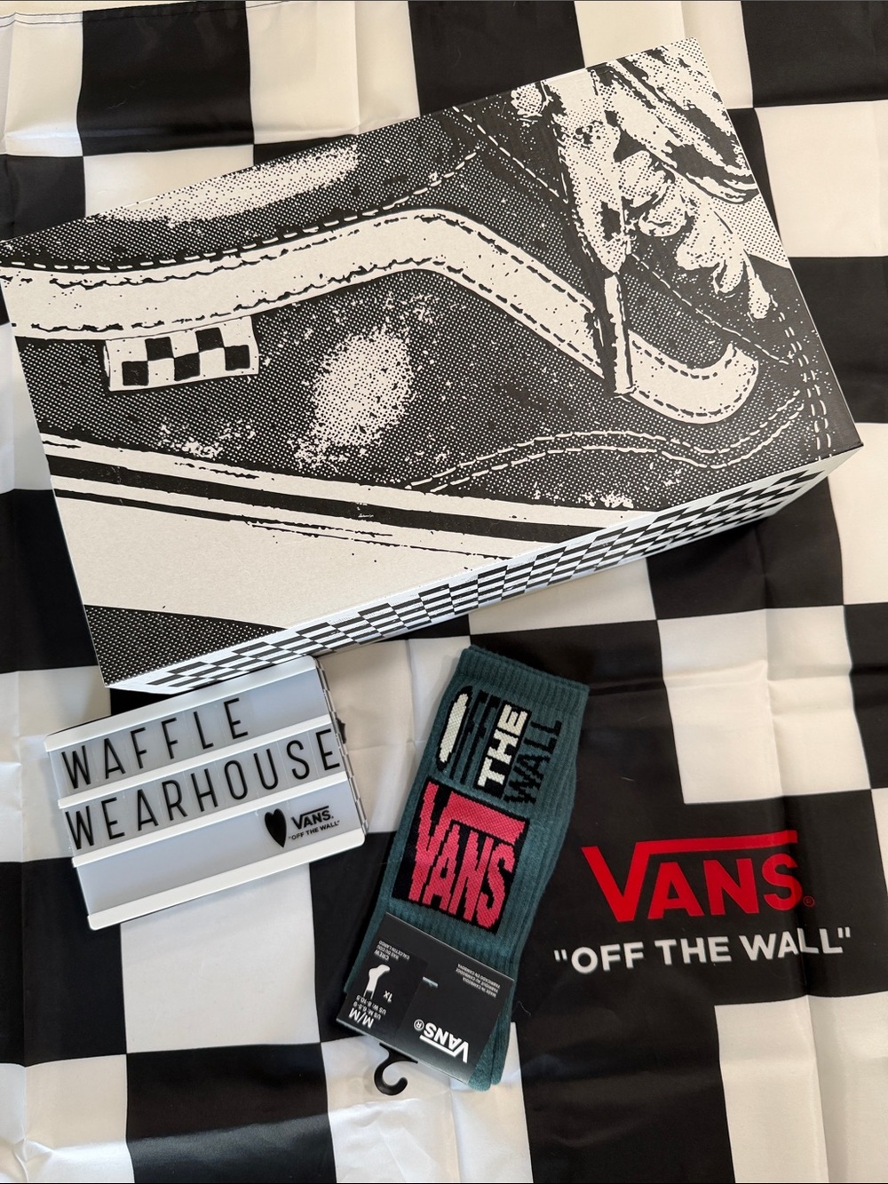 Vans Teal Crew Socks with Pink & Black Logo